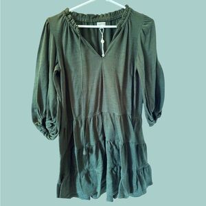Green autumn mid sleeve dress
